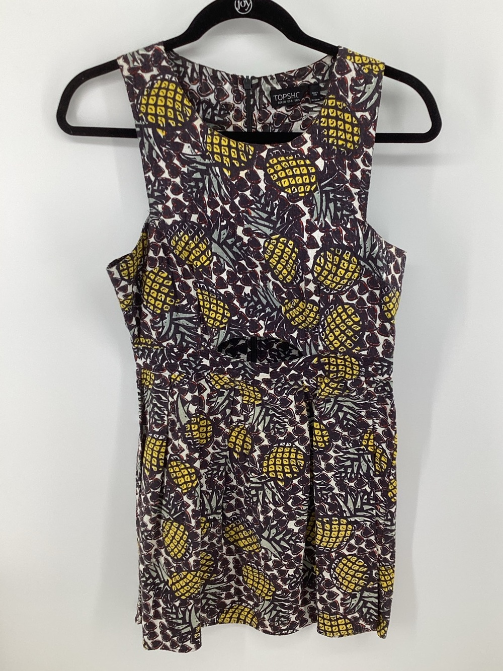 Topshop Yellow Pineapple Print Cutout Dress